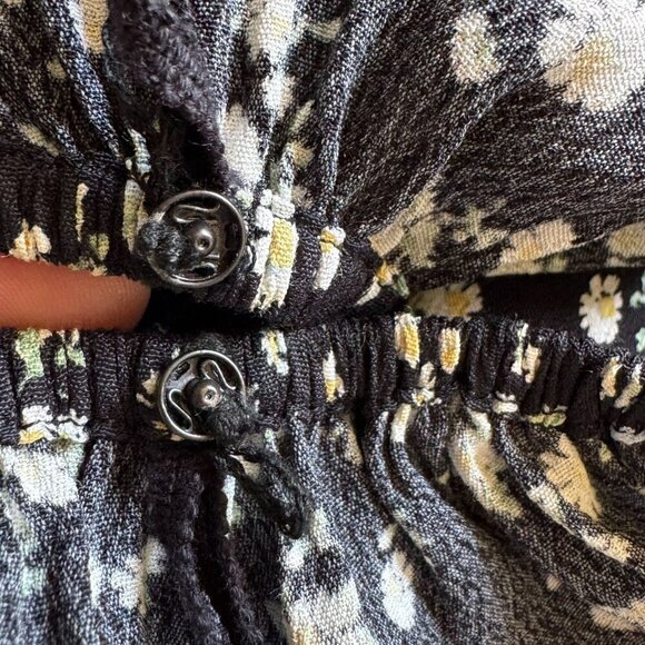 & Other Stories Black Ditzy Daisy Floral Square Neck Puff Sleeve Mini Dress - Picture 12 of 17